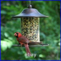 Small Panorama Bird Feeder Squirrel Proof with Feeding Tray Outdoor Hold 2 lb Seed