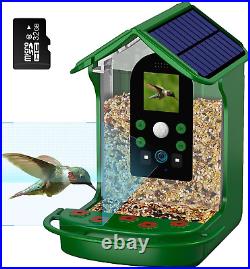 Smart Bird Feeder Camera, Solar Powered, Hummingbird Watching Camera with PIR Mo