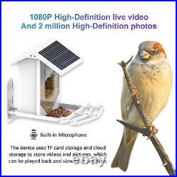 Smart Bird Feeder with Camera Food Dispenser Solar Powered