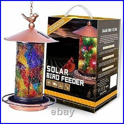 Solar Bird Feeder for Outside Mosaic Copper Outdoor Hanging Lantern, Solar
