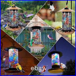Solar Brid Feeders for outside Hanging Outdoor Hanging Mosaic Solar Powered Wi