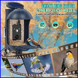 Solar Smart Bird Feeder Camera 1080P Bird Feeders Cam Auto Capture + 32GB Card