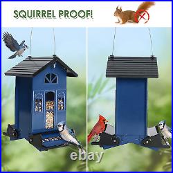 Squirrel Proof Bird Feeder, Metal Bird Feeders for Outdoors Hanging with Bilater