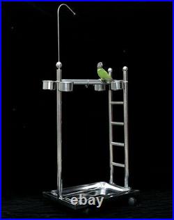 Stainless Steel Pet Bird Play Stand Parrot Play Gym Stand Perch withFeeder&Ladder