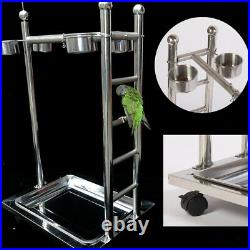 Stainless Steel Pet Bird Play Stand Parrot Play Gym Stand Perch withFeeder&Ladder