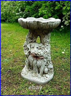 TWO TERRIER BIRD BATH FEEDER Stone Dogs Statues Highly Detailed Garden Ornament