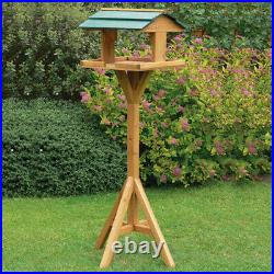Traditional Wooden Table Garden Birds House Free Standing Bird Feeding Feeder