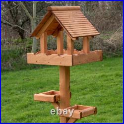 Triple Large Wooden Roof Bird Table