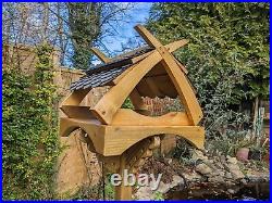 Viking bird table. Give your garden a nordic feel. Stained in natural oak