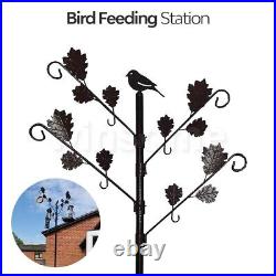 Wild Bird Feeding Station With Leaves Metal Freestanding Home Garden Feeder