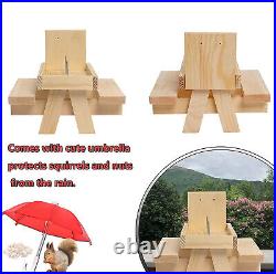 Wild & Oakes Wooden Wildlife Squirrel Feeder Picnic Table With Umbrella