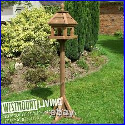 Wooden Bird Table Feeding Station Quality Sturdy Wood Garden Feeder Freestanding