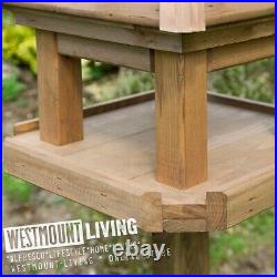 Wooden Bird Table Feeding Station Quality Sturdy Wood Garden Feeder Freestanding