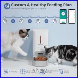 XTUOES Automatic Cat Feeder, 4L Auto Pet Dry Food Dispenser 2.4G WiFi & BT