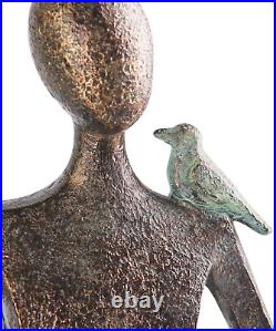 Zen Woman with Bird Sculpture Indoor/Outdoor Accent Bowl and Bird Feeder Garde